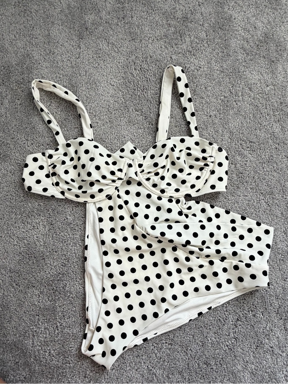 Caroline Constas White Bikini with Black Polka Dots XL
